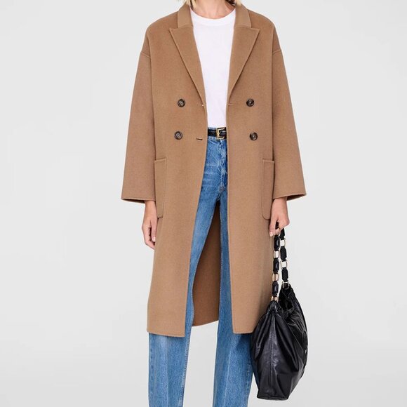Anine Bing Dylan Coat Camel Cashmere Blend SZ S - Picture 1 of 4